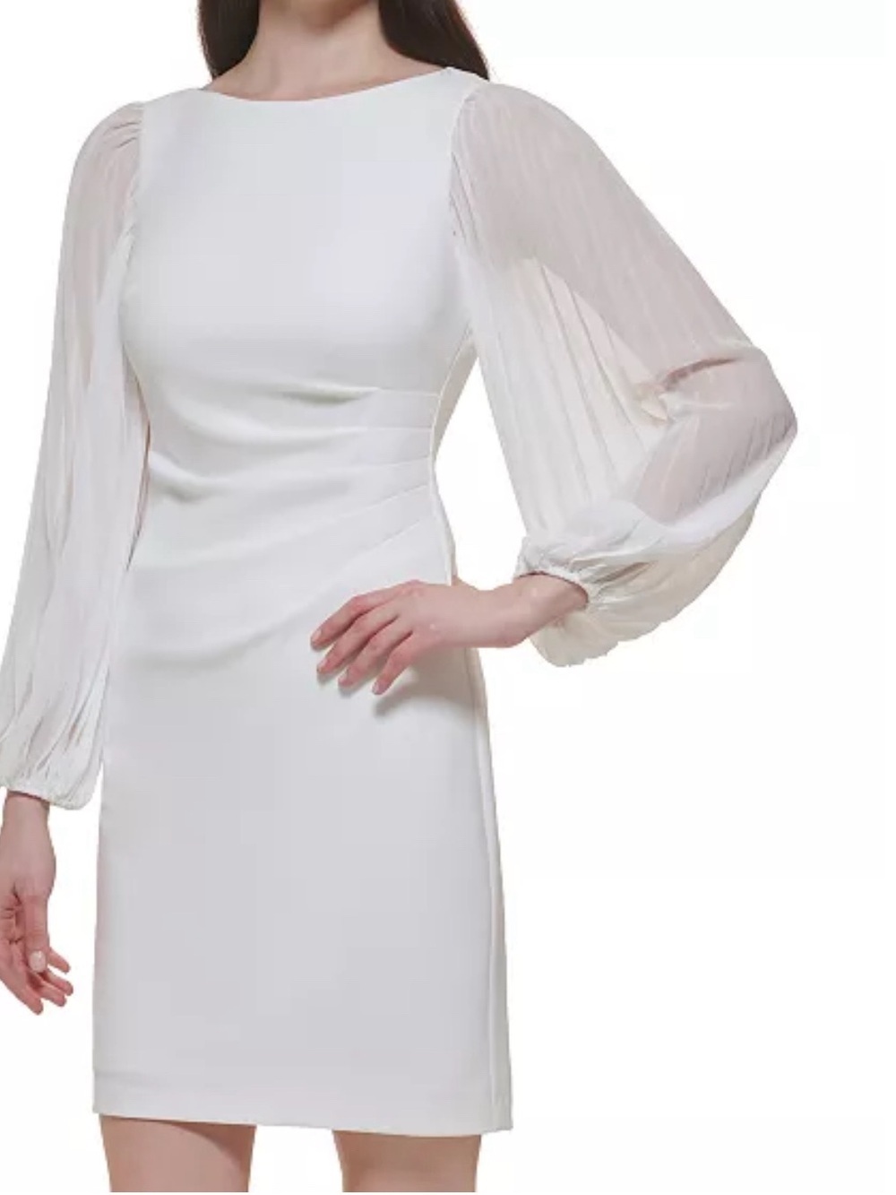 Jessica Howard Ivory Balloon-Sleeve Sheath Dress